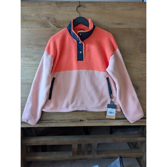 The North Face Cragmont Fleece Sweater Womens Medium Emberglow Orange 1/4 Snap - Picture 1 of 4